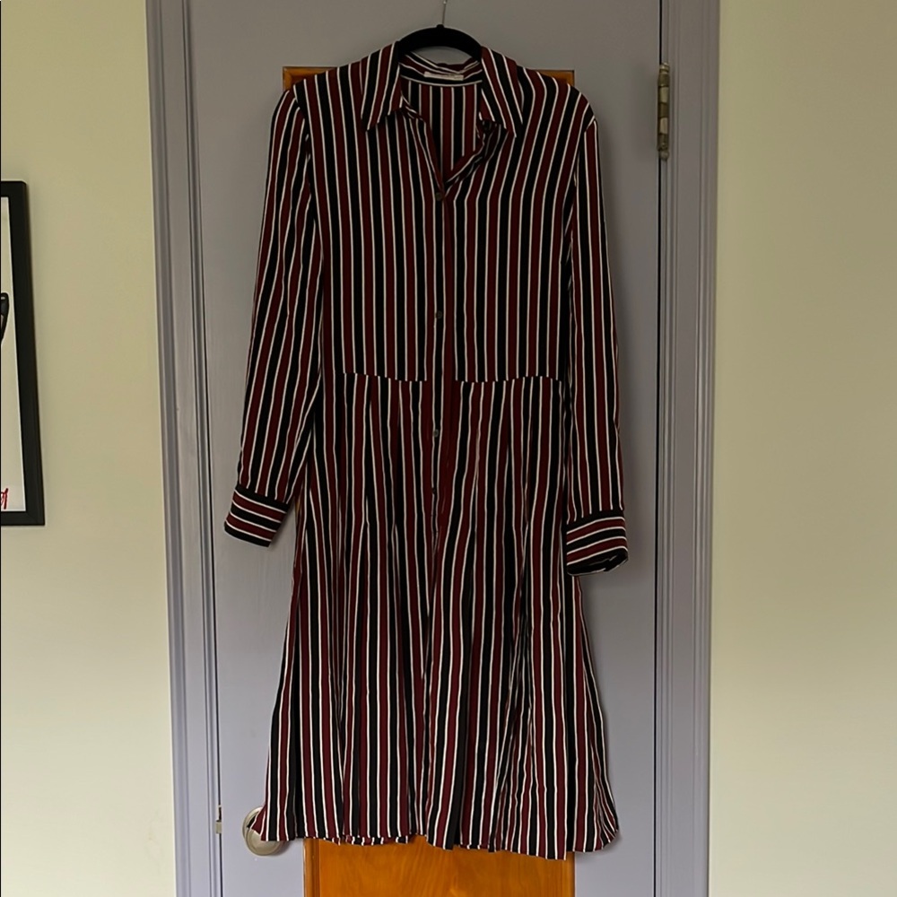 Equipment Striped Black and Red Dress